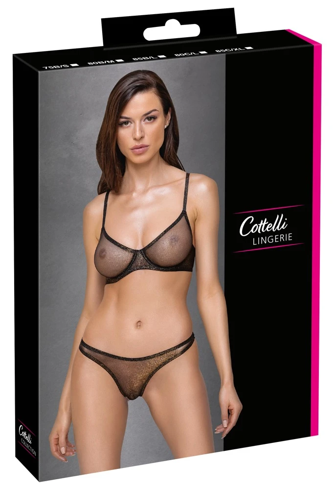 Cottelli LINGERIE Feinnetz Bügel-BH und Riostring geformt