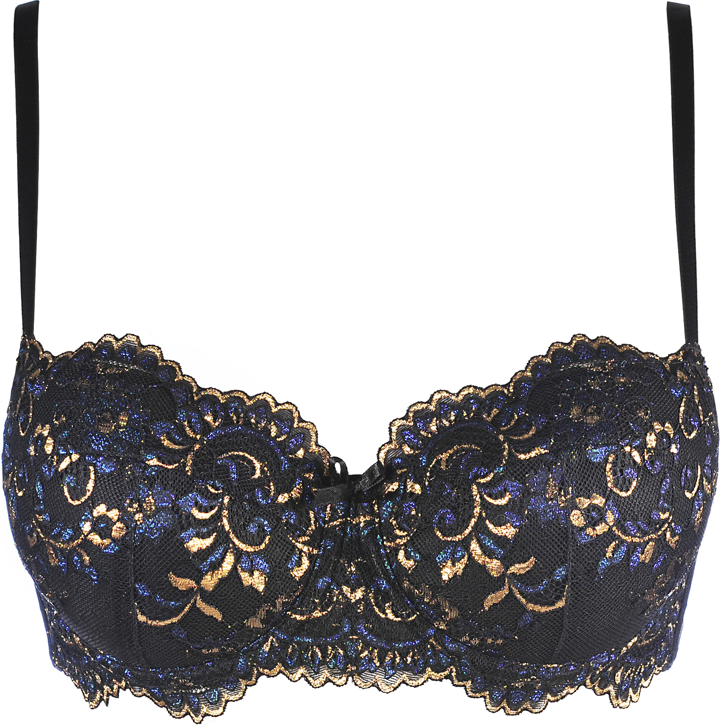 AXAMI Raffinierter Push-up-BH mit orientalischem Muster, schimmernder Spitze, goldenen Details und herausnehmbaren Polstern