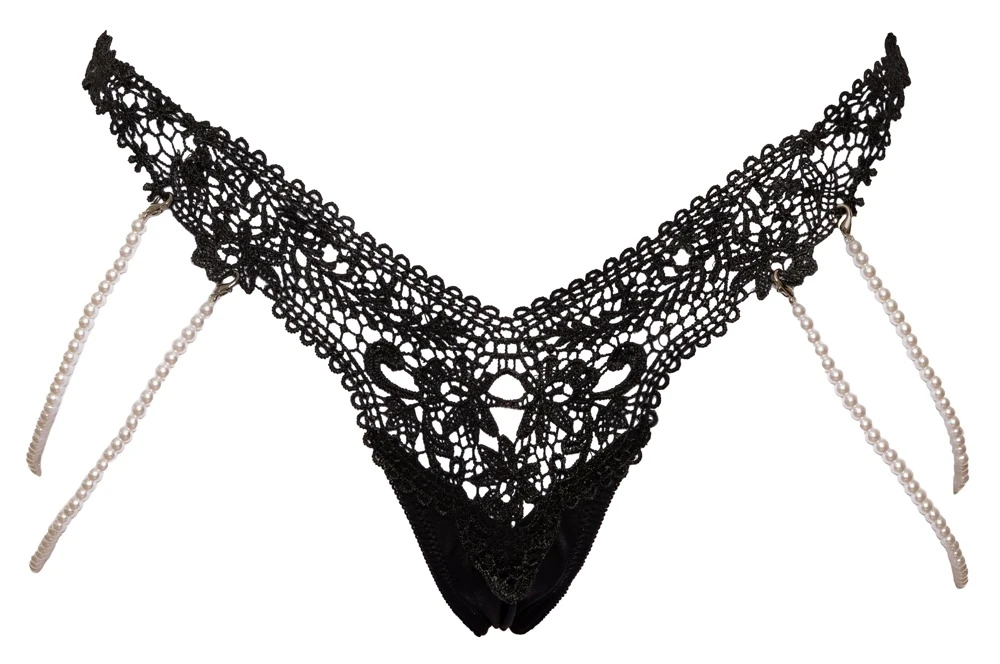 Cottelli LINGERIE Erotischer Rio String mit Perlenketten und edler Stickerei