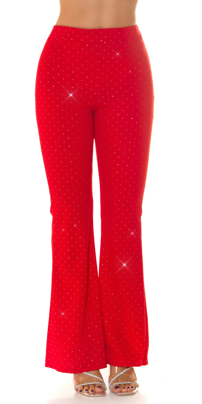 Damen Highwaist Hose Stretchhose Ausgestellt mit Schlag Schlaghose Partyhose mit Glitzer-Effekt Damen Highwaist Hose Stretchhose Ausgestellt mit Schlag Schlaghose Partyhose mit Glitzer-Effekt