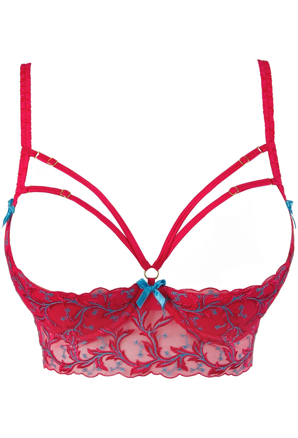 Axami Bustier Peek-a-boo mit offenen Cups und pinker Spitze Axami Bustier Peek-a-boo mit offenen Cups und pinker Spitze