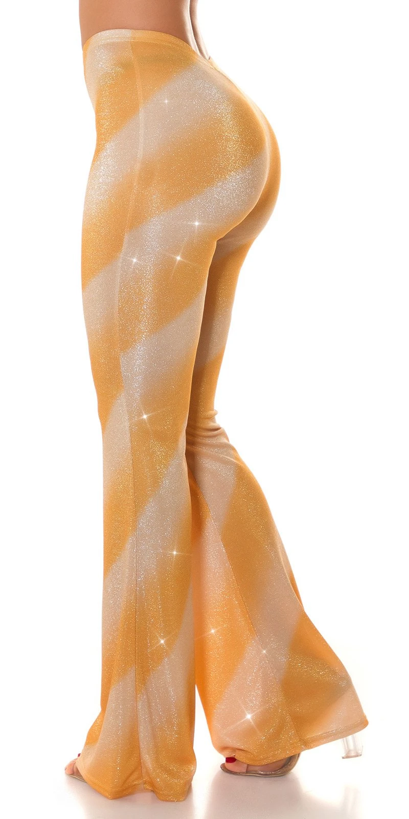 Glitter Streifen High Waist Hose mit Schlag Glitter Streifen High Waist Hose mit Schlag
