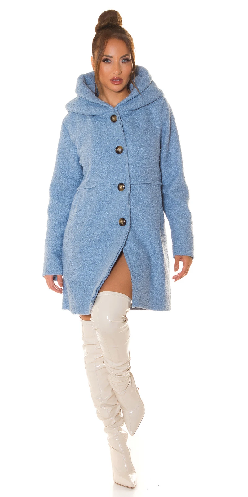 Chic Kapuzen Mantel im Boucle Look Chic Kapuzen Mantel im Boucle Look