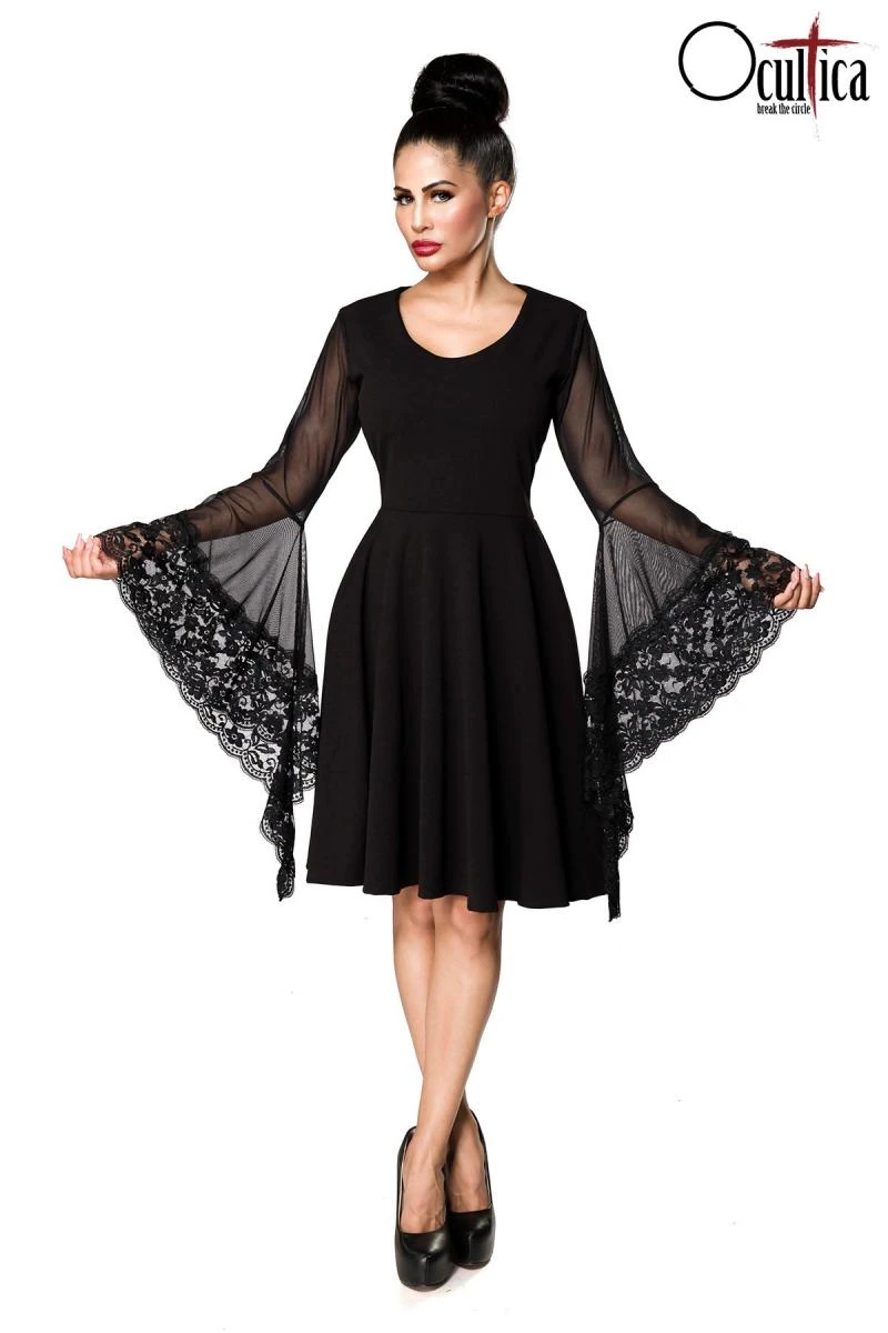 Kleid mit Trompetenärmel aus Netz Kleid mit Trompetenärmel aus Netz