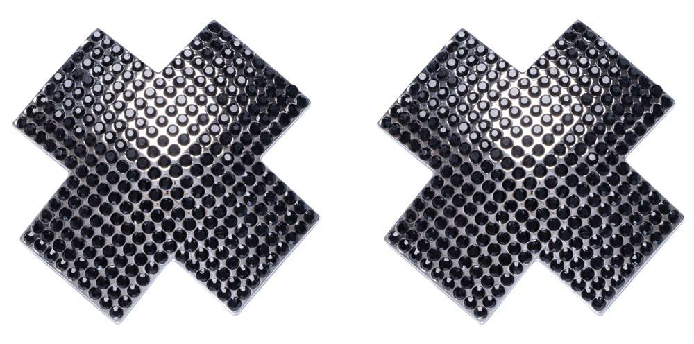 Cottelli Kreuz-Nippelsticker mit schwarzen schillernden Schmucksteinchen aus hautfreundlichem Bio-Kleber mehrfach verwendbar für aufregende Akzente Cottelli Kreuz-Nippelsticker mit schwarzen schillernden Schmucksteinchen aus hautfreundlichem Bio-Kleber mehrfach verwendbar für aufregende Akzente