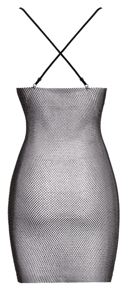 Betonendes Glitzer-Minikleid aus transparentem Netz mit funkelndem Allover-Strassbesatz und tiefem V-Ausschnitt von Cottelli PARTY Betonendes Glitzer-Minikleid aus transparentem Netz mit funkelndem Allover-Strassbesatz und tiefem V-Ausschnitt von Cottelli PARTY