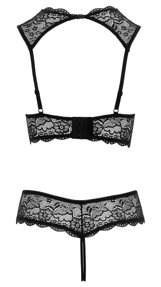 Cottelli LINGERIE Wattierten Hebe BH und Ouvert String aus Spitze mit Glitzerelemente