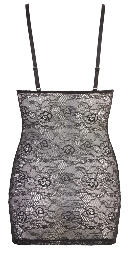 Cottelli LINGERIE transparentes Kleidchen aus Spitze mit Wetlook-Streifen