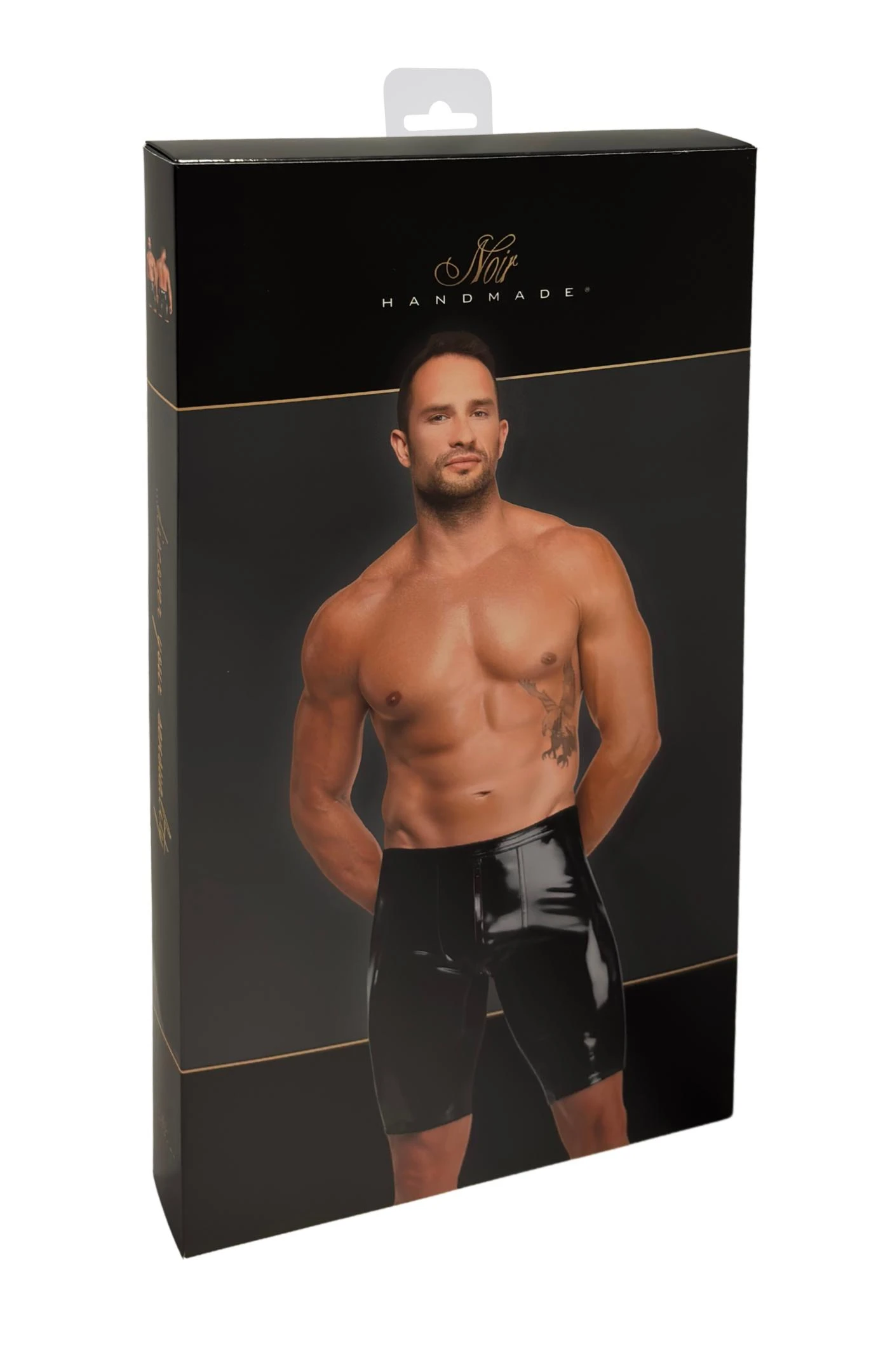 Schwarze Kinky Lack Shorts Voltage H094 – • dehnbares glattes Material • 2-Wege Reißverschluss • hochglänzende Biker-Passform • eng anliegend für maximale Bewegungsfreiheit von Noir Handmade Men