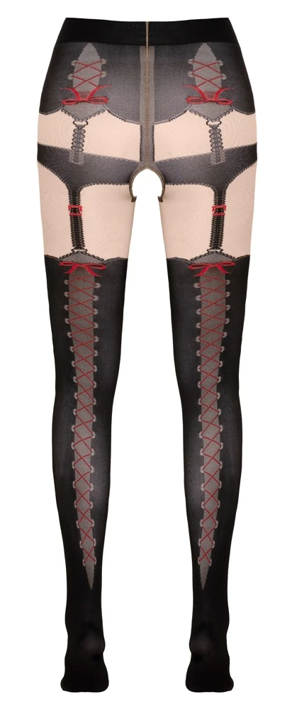 Cottelli Verführerisch Raffiniert: Die Einladend Offene Straps-Strumpfhose mit Schnür-Optik