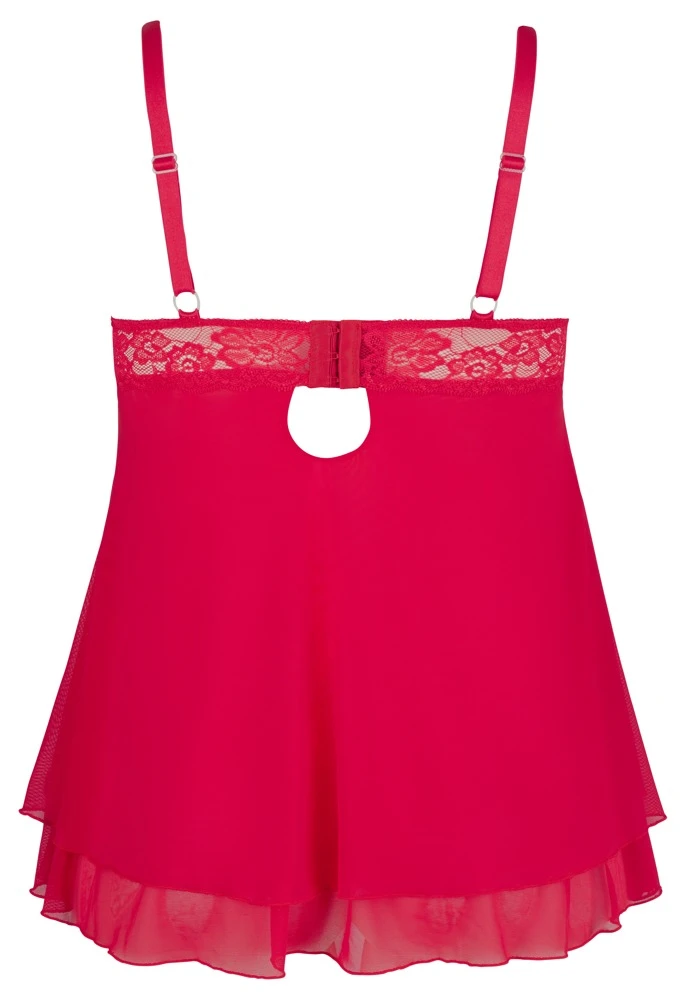 Cottelli Spitzenkleid mit geschlitzten Cups und doppellagigem Rockteil in Rot Cottelli Spitzenkleid mit geschlitzten Cups und doppellagigem Rockteil in Rot