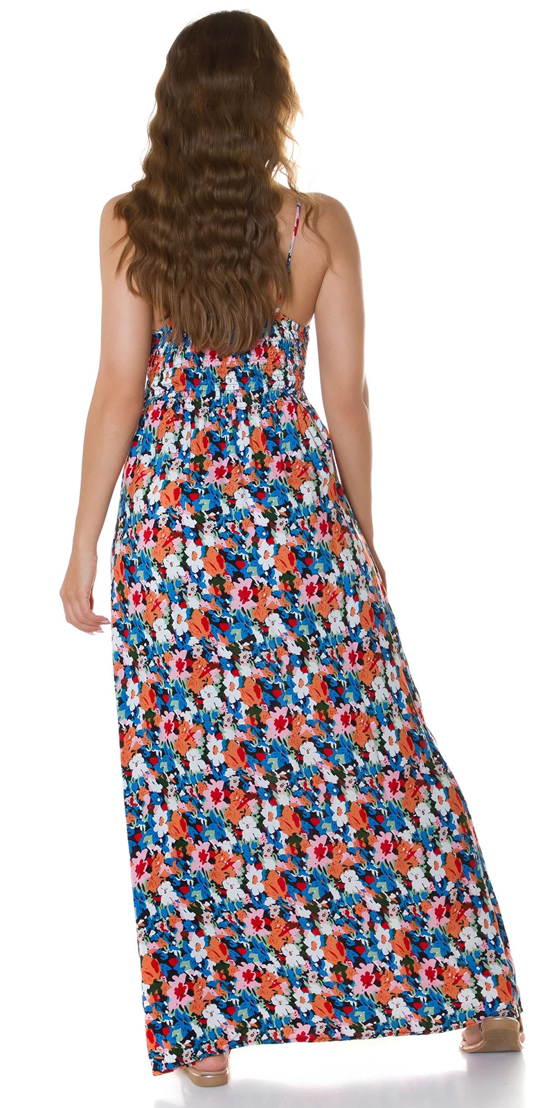 Flower Printed Träger Wickel V-Neck Maxi Viskose Sommerkleid Flower Printed Träger Wickel V-Neck Maxi Viskose Sommerkleid