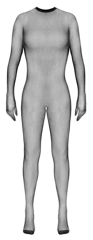 Fantasy by Cottelli Netz-Catsuit ouvert mit integrierten Handschuhen und Füßen, rückenfreiem Cut-out und offener Schrittpartie für einen provokanten, körpernahen Look