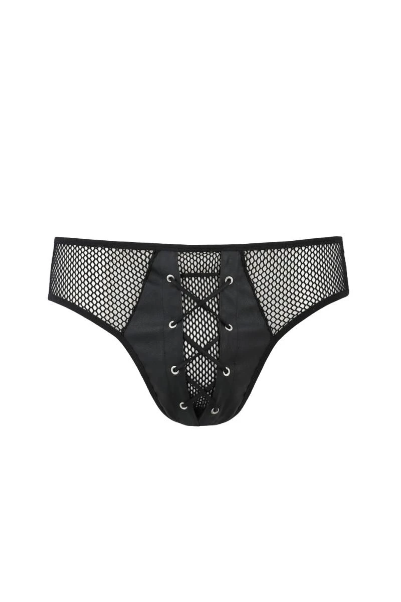 Herren Slip 035 aus mattem Kunstleder mit Netz von Passion Menswear