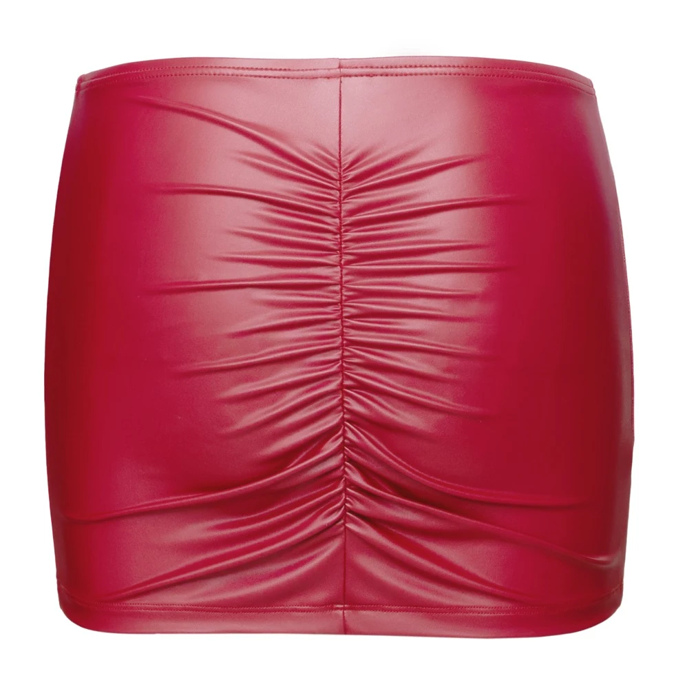 Minirock roter Mattlook mit Po-Raffung figurbetont eng elastisch anschmiegsam sexy Partyrock hoher Tragekomfort – Cottelli Party