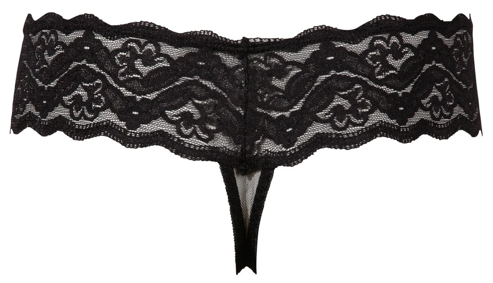 Cottelli LINGERIE zarter floraler Spitze String eingenähter Perlenkette