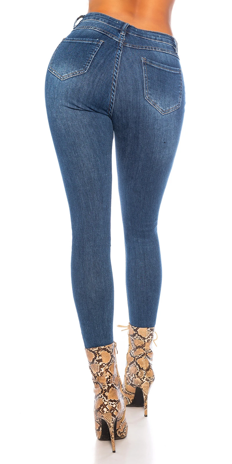 Mid Waist Super Slim Fit Jeans im Destroyed-Style mit Löcher Mid Waist Super Slim Fit Jeans im Destroyed-Style mit Löcher