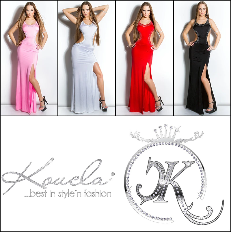 Damen Abendkleid Silvester Empire Kleid Maxikleid Trägerkleid Rückenfrei mit Strass und hohem Beinschlitz Damen Abendkleid Silvester Empire Kleid Maxikleid Trägerkleid Rückenfrei mit Strass und hohem Beinschlitz