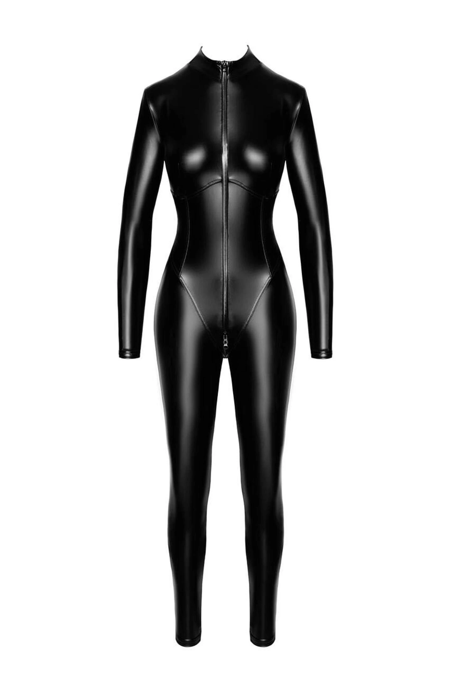 Wetlook Overall, Exklusiver hautenger Noir Handmade F331  Wetlook-Overall mit dehnbarem Material und aufregendem 3-Wege-Reißverschluss bis zum Schritt