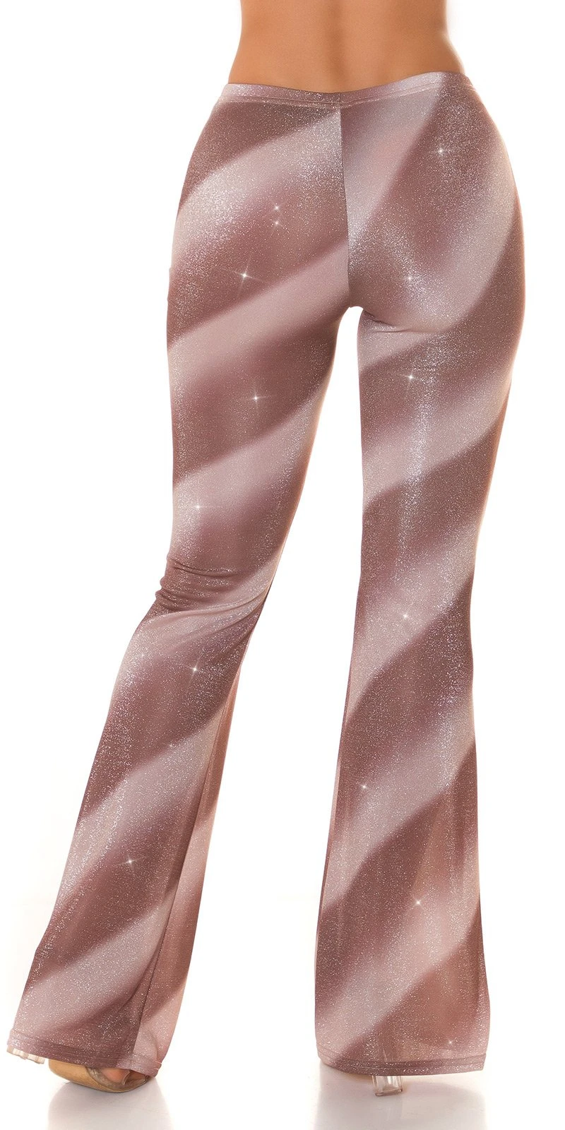 Glitter Streifen High Waist Hose mit Schlag Glitter Streifen High Waist Hose mit Schlag