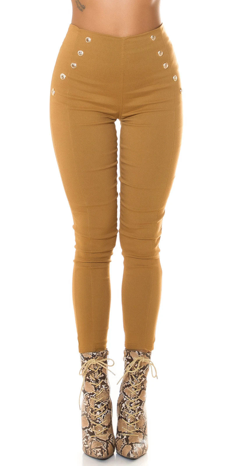 Skinny Business High Waist Leggings Hose mit Deko Knöpfe Skinny Business High Waist Leggings Hose mit Deko Knöpfe
