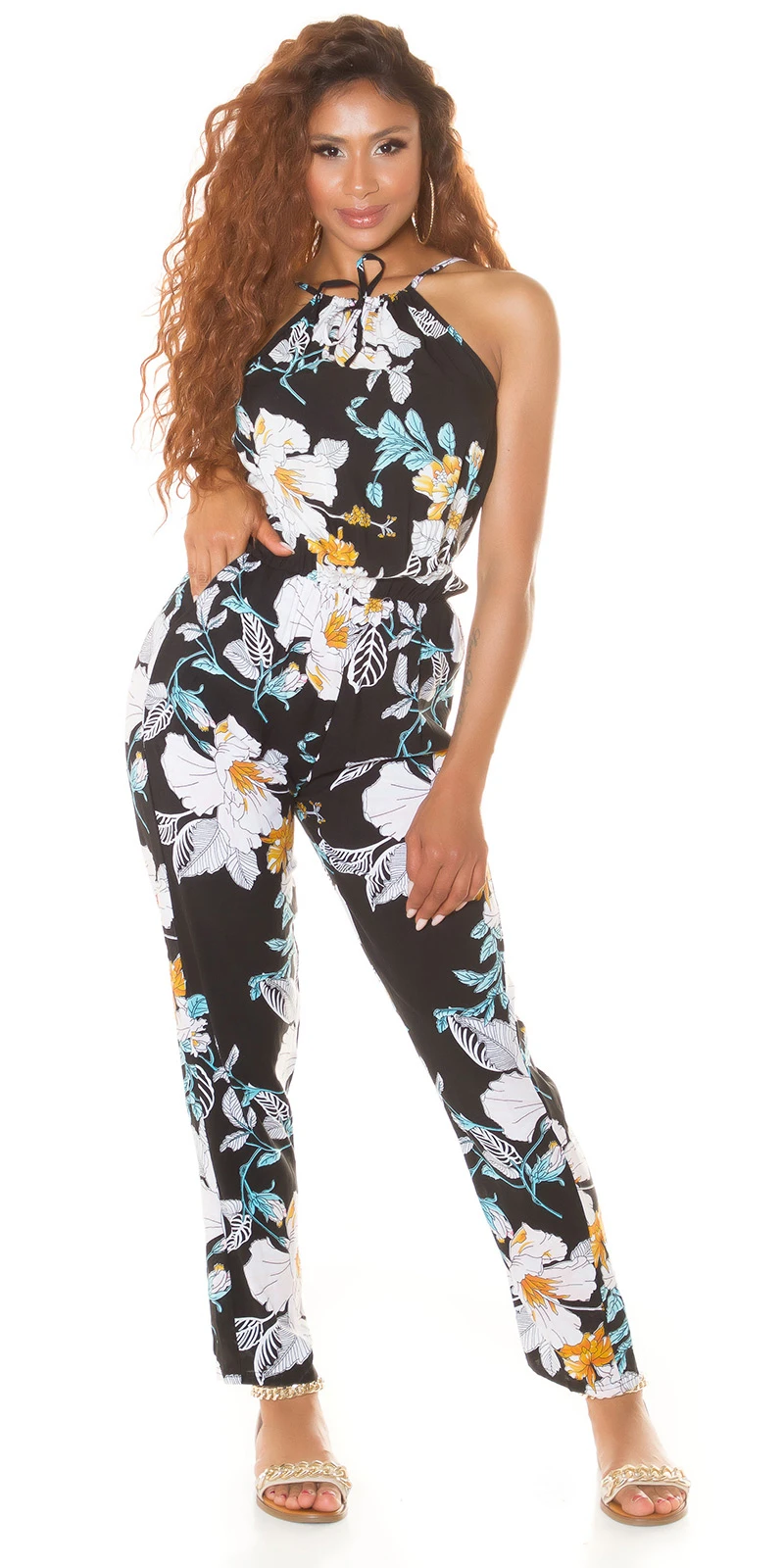Flower Printed Sommer Maxi Cotton Träger Jumpsuit Flower Printed Sommer Maxi Cotton Träger Jumpsuit