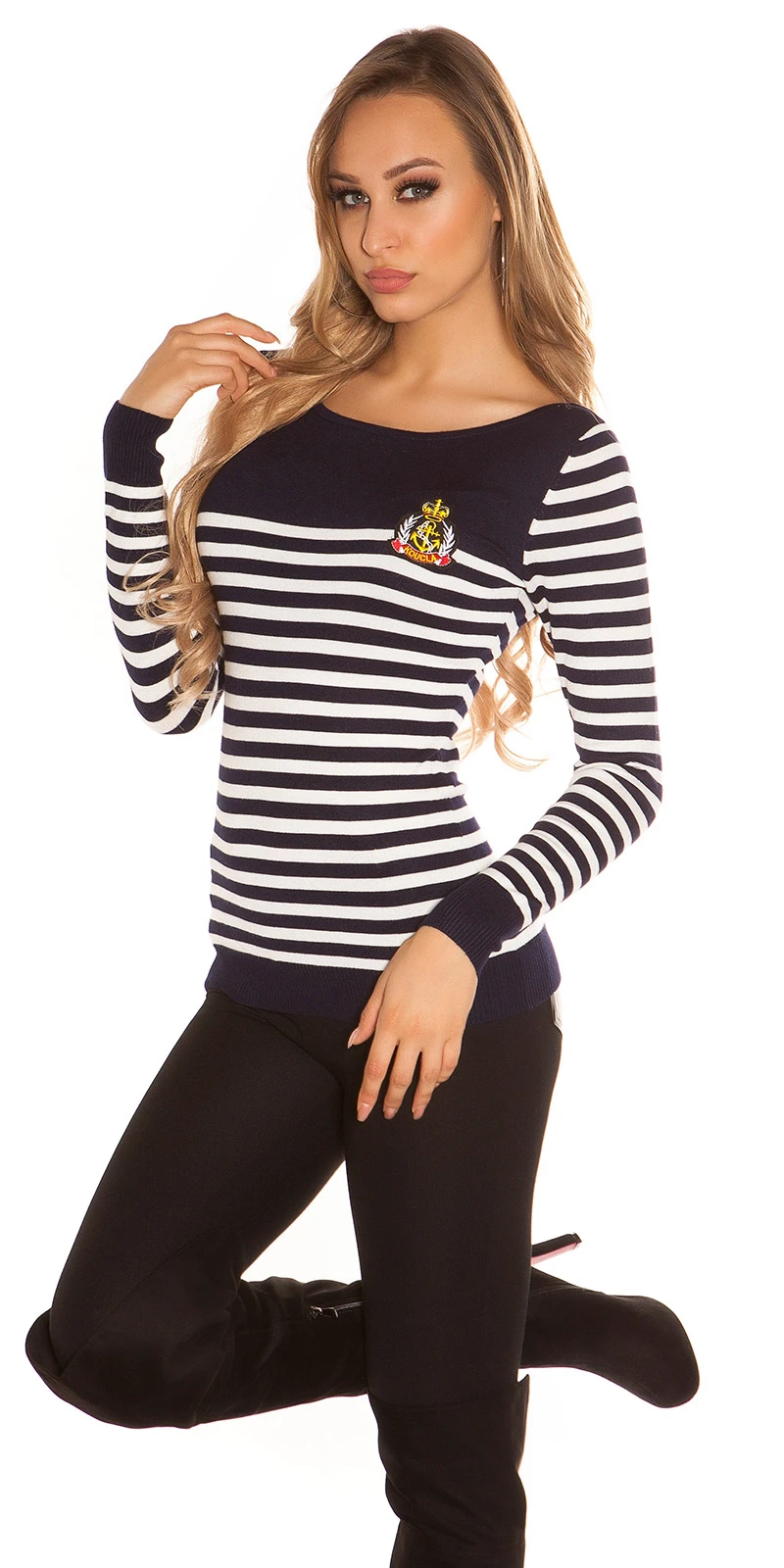 Navy Look Streifen Pullover mit Rundhals Navy Look Streifen Pullover mit Rundhals