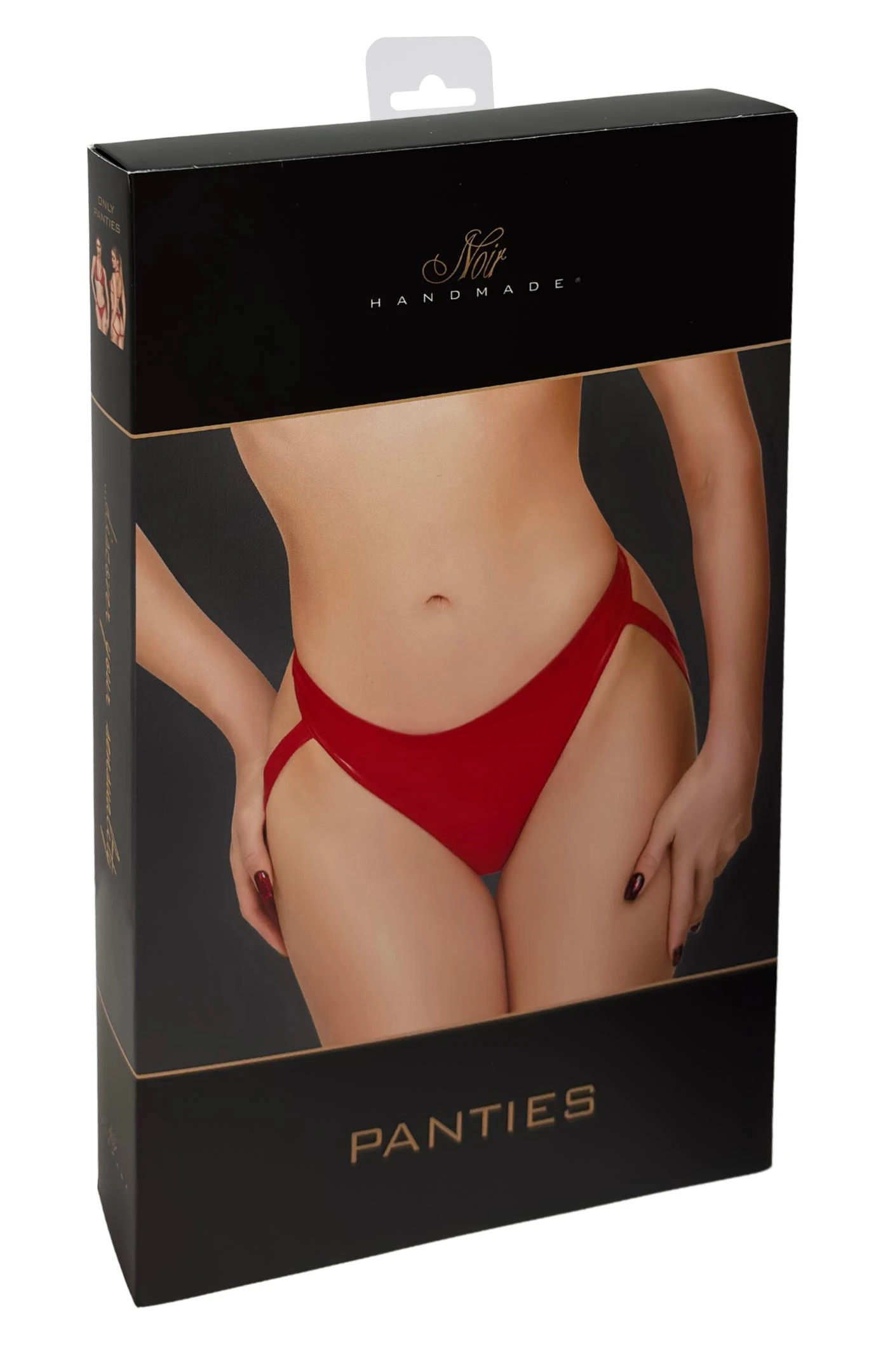 Strappy Panties aus Powerwetlook mit Jockstrap-Optik, Kinky erotisch inszenierte rote Dessous mit elastischen Trägern und modernem Low-Waist-Schnitt F394 Noir Handmade