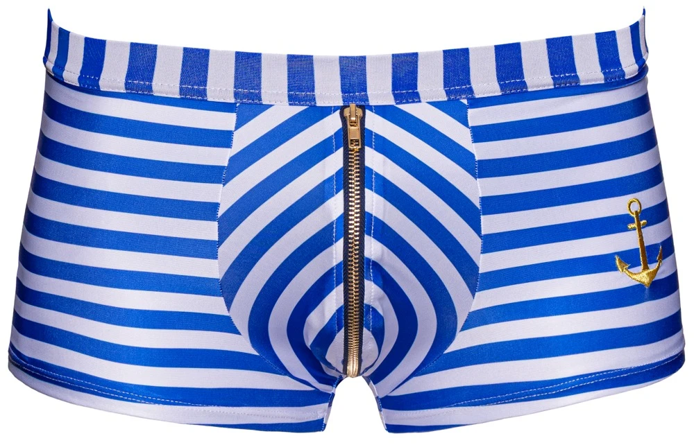 Streifen-Pants blau/weiß mit Anker-Stickerei, Reißverschluss-Beutel und 2 Handmanschetten im Matrosen-Look von Svenjoyment