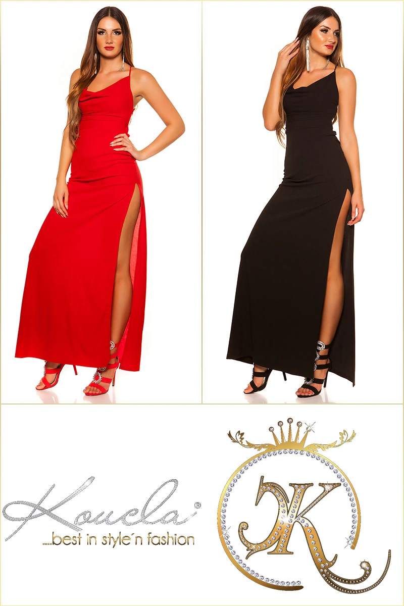 Rückenfreies Cocktail-Kleid mit sexy Beinschlitz Rückenfreies Cocktail-Kleid mit sexy Beinschlitz
