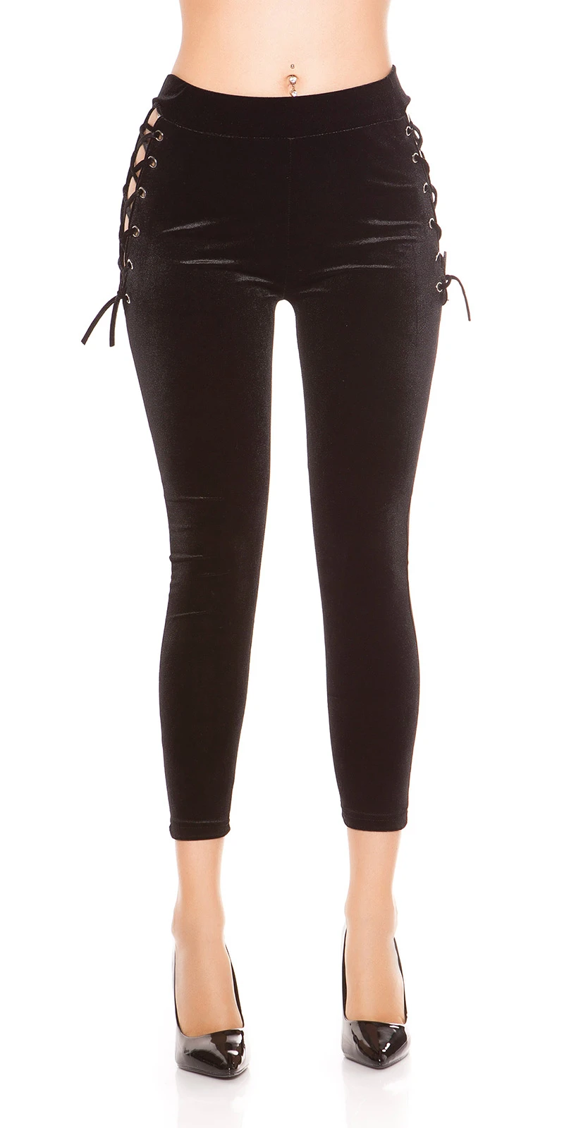Smat Optik Leggings mit Cutout und Deko Schnürung Smat Optik Leggings mit Cutout und Deko Schnürung