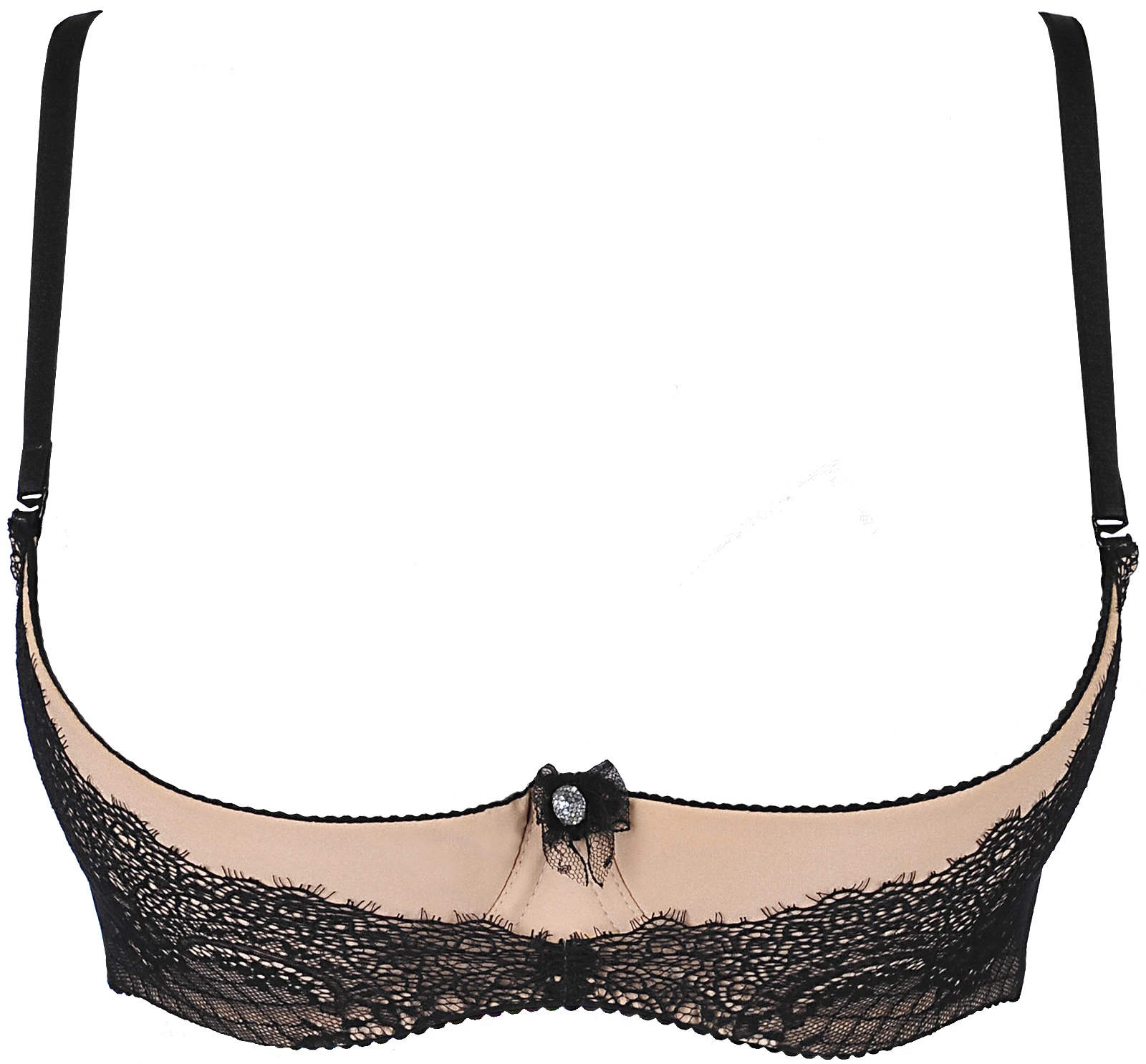 Axami beiger Peek a Boo Hebe BH mit schwarzer Spitze besetzt Axami beiger Peek a Boo Hebe BH mit schwarzer Spitze besetzt