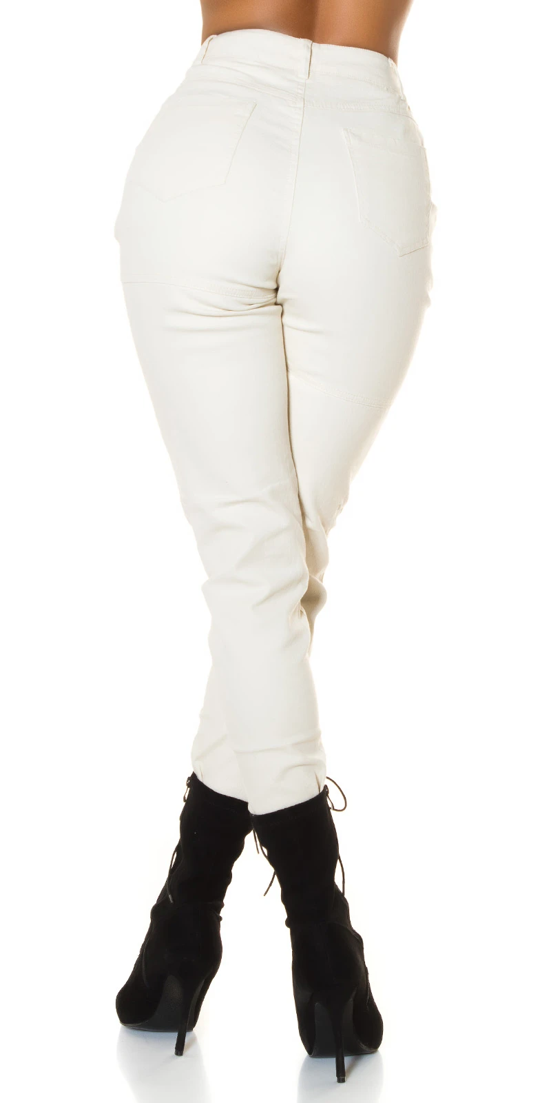 Uni Röhren High Waist Jeans mit Print Uni Röhren High Waist Jeans mit Print
