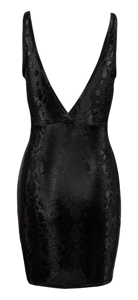 Cottelli PARTY Kleid Snake Animalisches Minidress vorne und hinten tiefer V-Ausschnitt