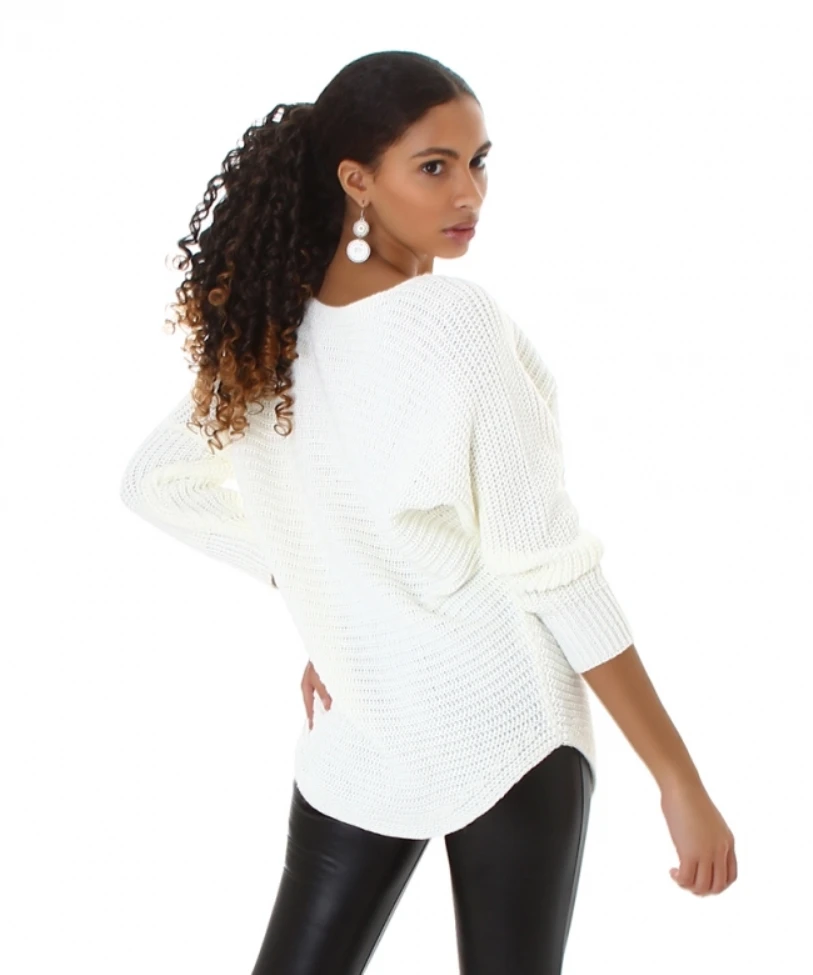 Weicher Rundhals Uni Strick Long Pullover Weicher Rundhals Uni Strick Long Pullover