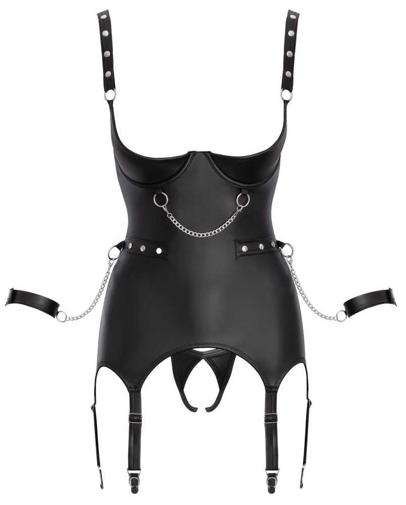 Provokantes Strapshemd mit Ringen, Kette und Soft-Fesseln - Cottelli BONDAGE entfesselt Deine dunkle Seite mit Stil und Komfort Provokantes Strapshemd mit Ringen, Kette und Soft-Fesseln - Cottelli BONDAGE entfesselt Deine dunkle Seite mit Stil und Komfort