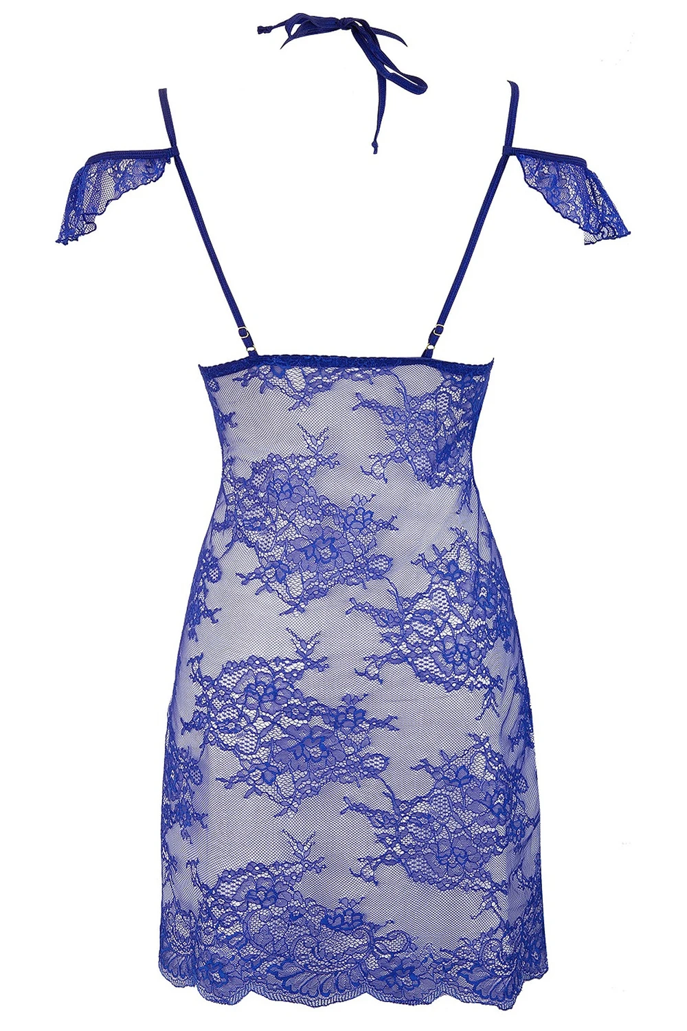 Axami transparentes Babydoll aus blauer Blütenspitze mit String Axami transparentes Babydoll aus blauer Blütenspitze mit String