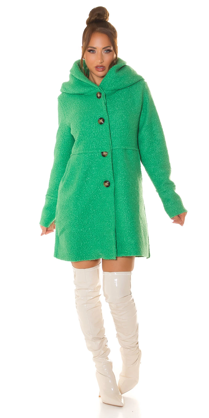 Chic Kapuzen Mantel im Boucle Look Chic Kapuzen Mantel im Boucle Look