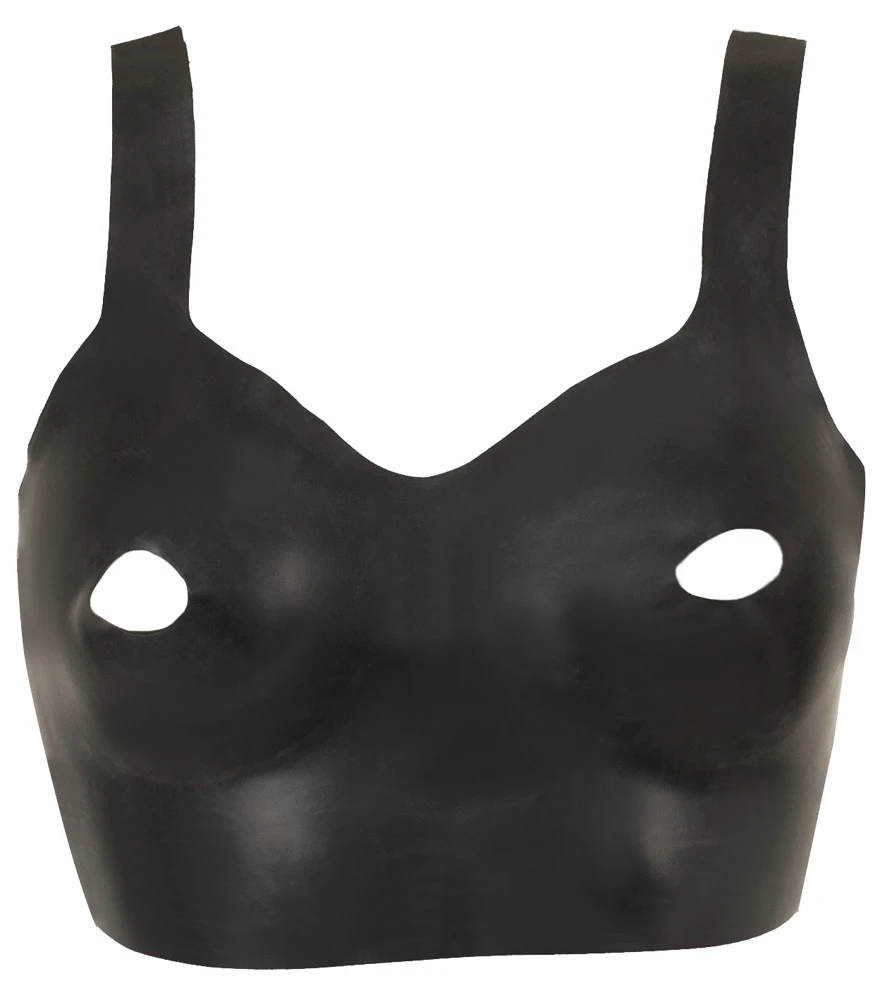 Nippelfreies Kinky Latex BH-Top mit Cut-outs, breiten Trägern & Ouvert-Look – sexy Reizwäsche für Piercing-Show & Nippelspiele – LateX