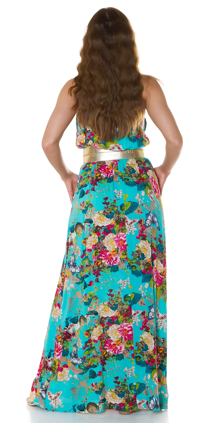 Summer Printed Rundhals Maxi Träger Viskose Kleid mit hot Cutout Summer Printed Rundhals Maxi Träger Viskose Kleid mit hot Cutout