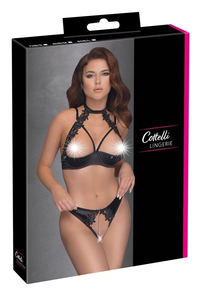 Cottelli LINGERIE Hebe BH und Ouvert String mit edler Spitze und Stickerei Verzierung