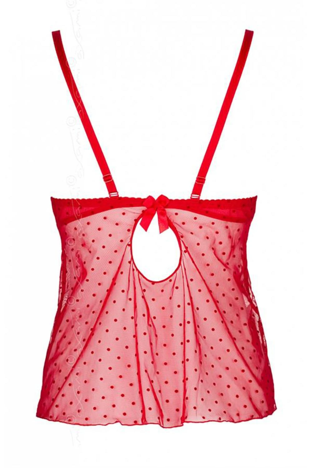 Axami rot sexy Negligés Babydoll-Hemdchen gepunktetem Tüll