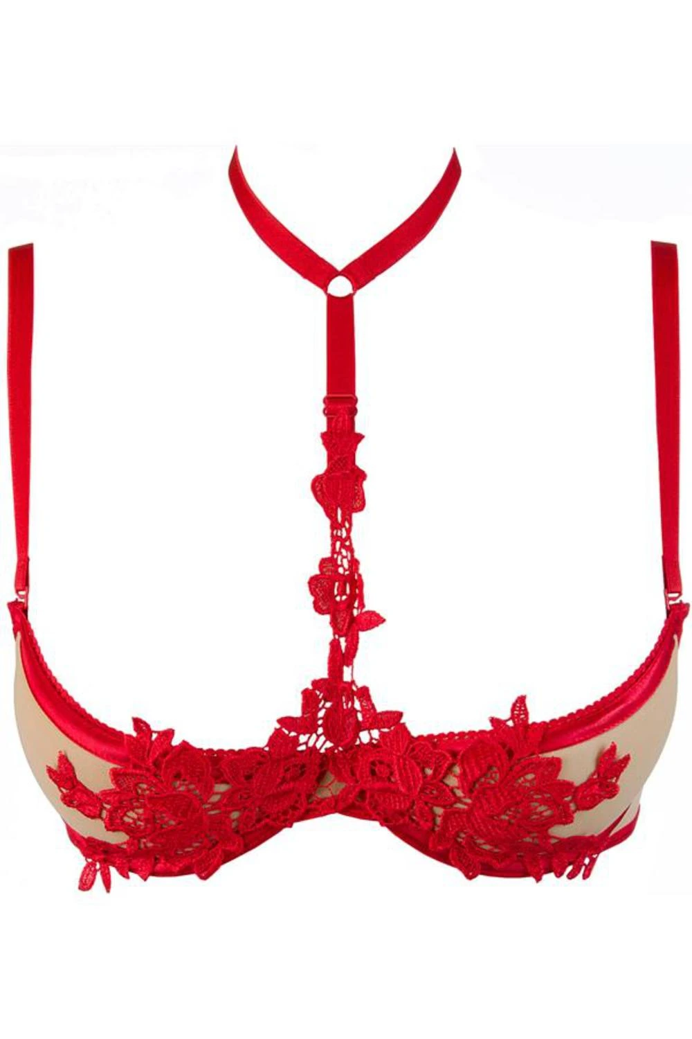 Axami faszinierender Hebe BH Peek a Boo mit roter Stickerei