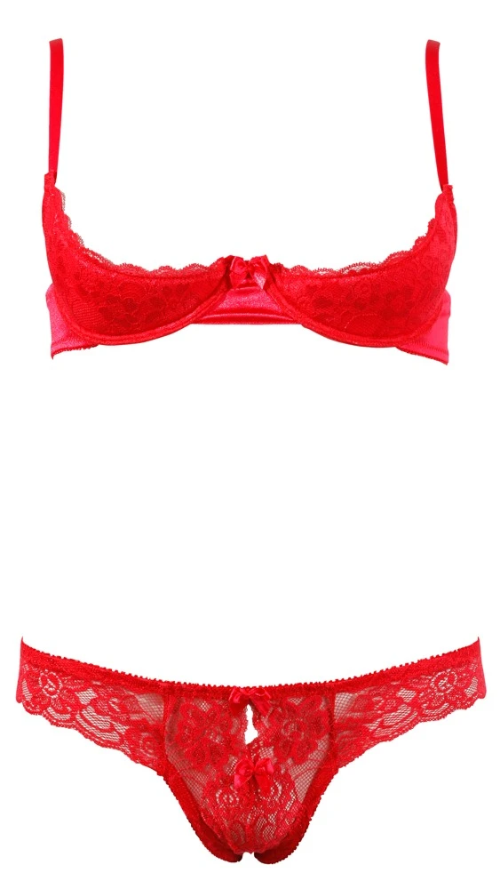 Cottelli LINGERIE Bügel Peek a Boo-Hebe-BH und String mit filigraner Stickerei