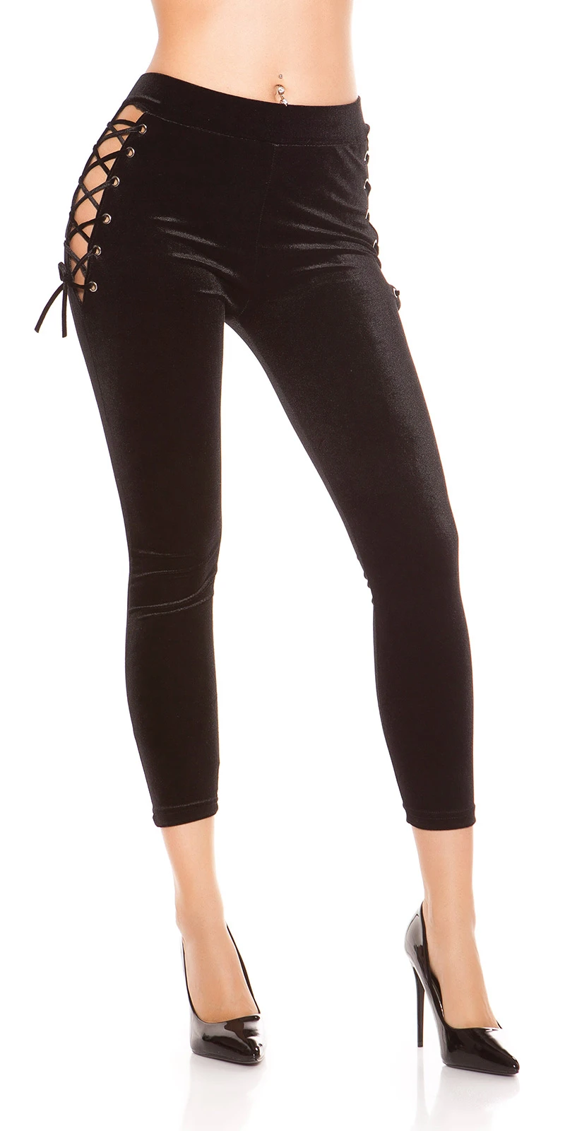 Smat Optik Leggings mit Cutout und Deko Schnürung Smat Optik Leggings mit Cutout und Deko Schnürung