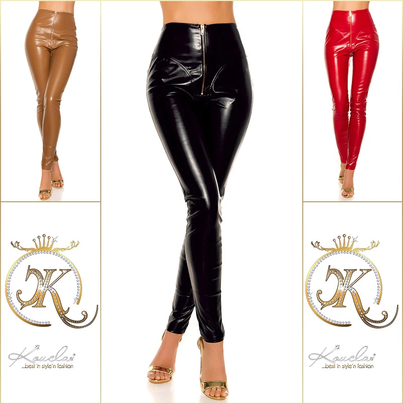 Highwaist Leggings im Wet Look mit Zipper Highwaist Leggings im Wet Look mit Zipper