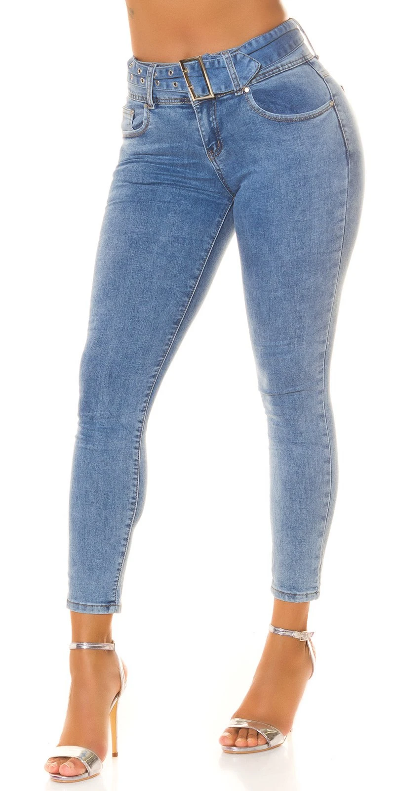 Uni Highwaist Skinny Jeans mit Schnallen-Detail, Dein perfekter Look für den modernen Alltag Uni Highwaist Skinny Jeans mit Schnallen-Detail, Dein perfekter Look für den modernen Alltag
