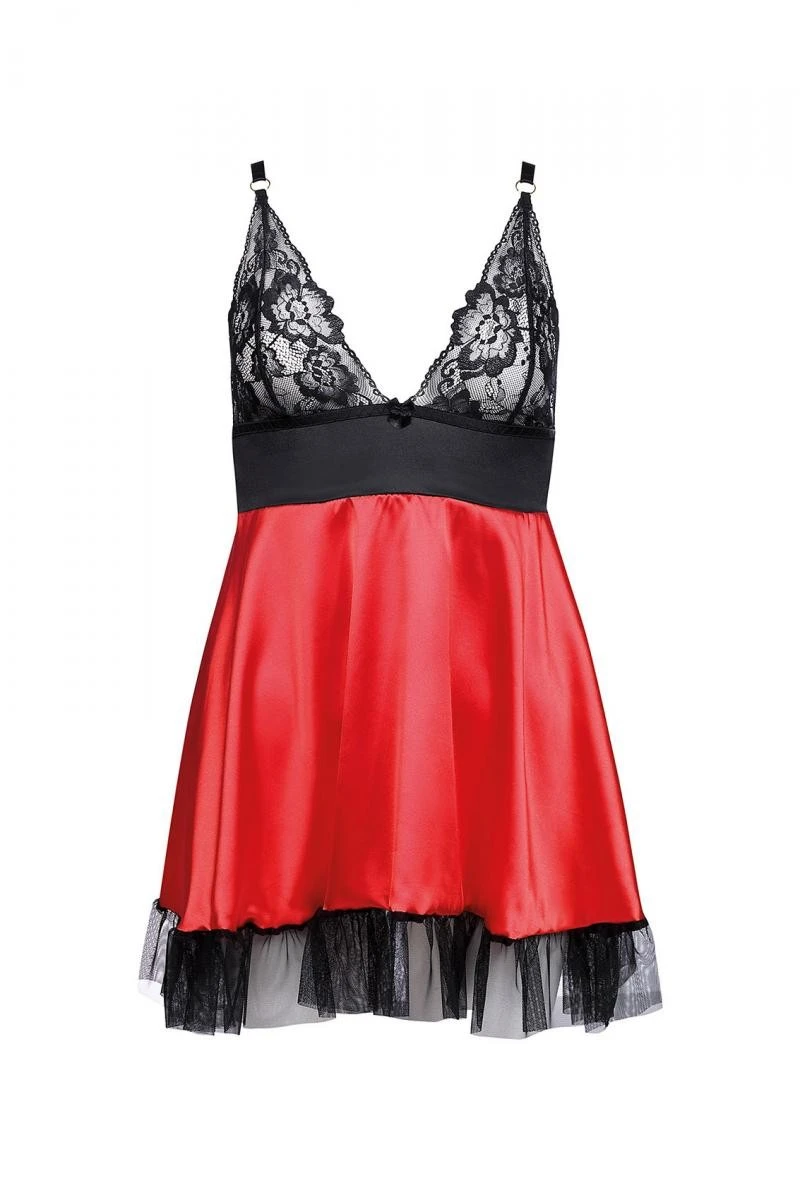 Chemise aus Satin und Spitze