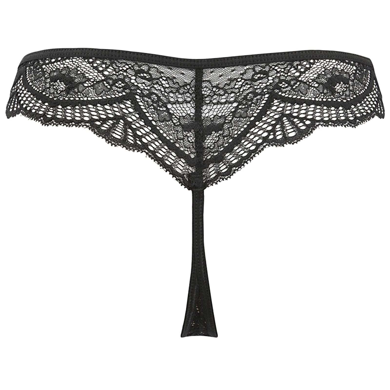 Axami String schwarzer transparenter Spitze mit Zierriemchen