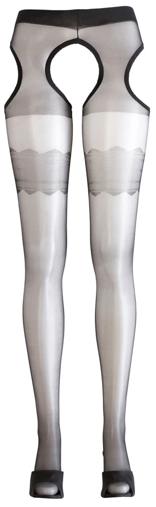 Cottelli Verführerische Straps-Strumpfhose mit Cut-outs und ouvertem Schritt - Oeko-Tex zertifiziert